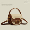 Natural and brown Sola Saddle Bag front view