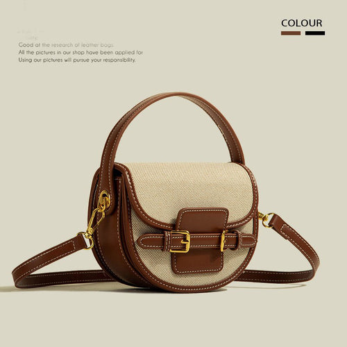 Natural and brown Sola Saddle Bag front view