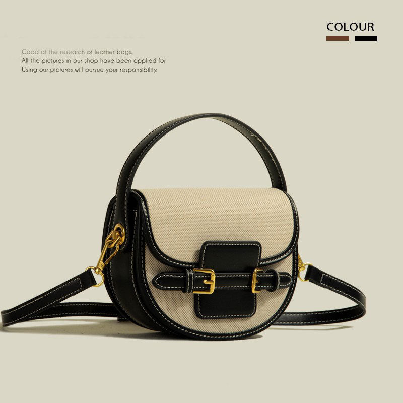 Black and natural Sola Saddle Bag front view